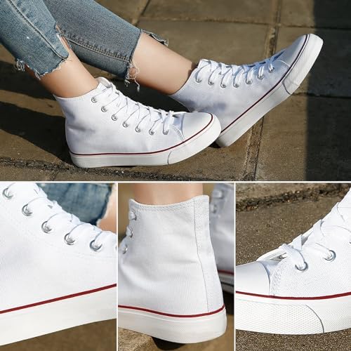 Womens Canvas Sneakers High Top Lace ups Casual Walking Shoes