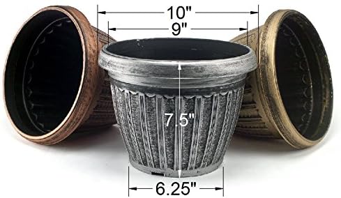 Rustic Flowerpot 10" Planter for Garden Patio Office Ornaments Home Decor Long Lasting Reusable Light Weight (Silver-S)