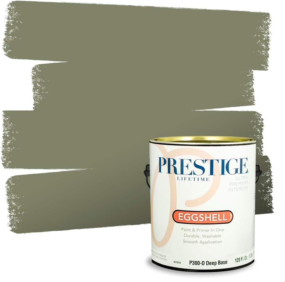 PRESTIGE Paints Exterior Paint and Primer In One, 1-Gallon, Flat, Comparable Match of Sherwin Williams* Coastal Plain*