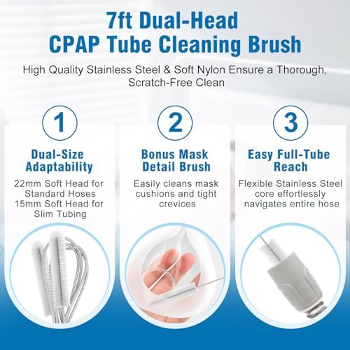 9 Pack CPAP Cleaning Kit for Hose & Mask, with Speed Control Hose Dryer, Collapsible Wash Basin & Hose Hanger, 7ft Cleaning Brush, CPAP Cleaning Supplies with Storage Bag, for 22mm & 15mm Tube
