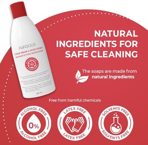 CPAP Mask & Hose Soap (Pack of 3 Bottles x 250mL) Green Tea Mint Scent | 8.4 fl oz, Alcohol Free, Silicone Safe, CPAP Hose Cleaner, Removes Dirt & Facial Oils, Gentle Cleaning, CPAP Supplies