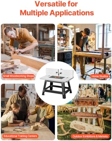 VEVOR Benchtop Router Table, 24 in x 15.7 in, Bench Top Routing Table with Adjustable Fence, MDF Top, Sturdy Metal Base, 2-1/2 in Dust Collection Port