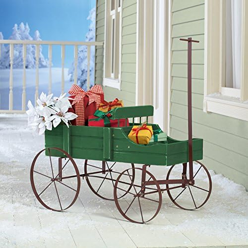 Collections Etc Amish Wagon Decorative Indoor/Outdoor Garden Backyard Planter, Red | Country Red, fir (wood)