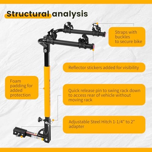 MaxxHaul 50025 Hitch Mount 2-Bike Rack for Cars, Trucks, SUVs, Minivans – Fits 1-1/4" & 2" Hitch Receivers, 100 lb Capacity, Anti-Rattle