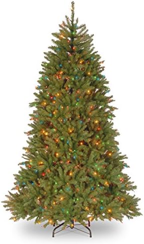 National Tree Company 7.5ft Pre-Lit Dunhill Fir Full Christmas Tree | 750 Multicolor Lights, 2,514 Tips, Artificial, Includes Stand, Green