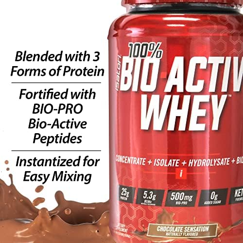 iSatori 100% Bio-Active Whey Protein Chocolate Flavor - 26 Servings | Whey Isolate, Hydrolysate, Concentrate, BCAAs, Colostrum Peptides, 25g Protein Per Serving, Muscle Growth and Recovery