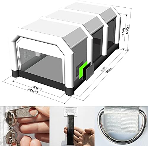 GORILLASPRO Inflatable Paint Booth 26x15x10Ft, Inflatable Spray Booth with (750W + 950W) Blowers, Upgrade Air Filter System Environment Friendly