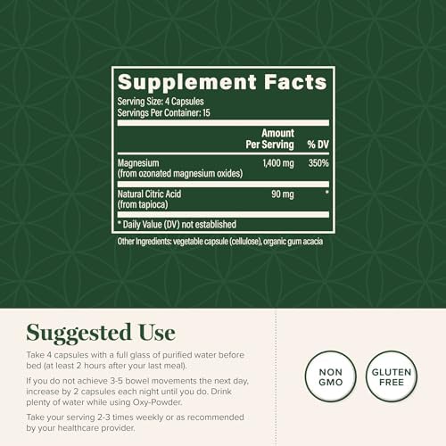 Global Healing Center Oxy-Powder Oxygen Based Safe and Natural Colon Cleanser and Relief from Occasional Constipation (120 Capsules)(Packaging may vary) | Global Healing Gut Cleanse - Magnesium Oxide Stool Softener(120 Capsules)