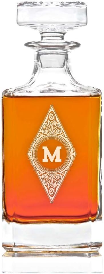 Swanky Badger Personalized Whiskey Decanter, Custom Whisky Decanter, 28 oz, 850ml, 8.5” x 3.5” x 3.5” (Modern)