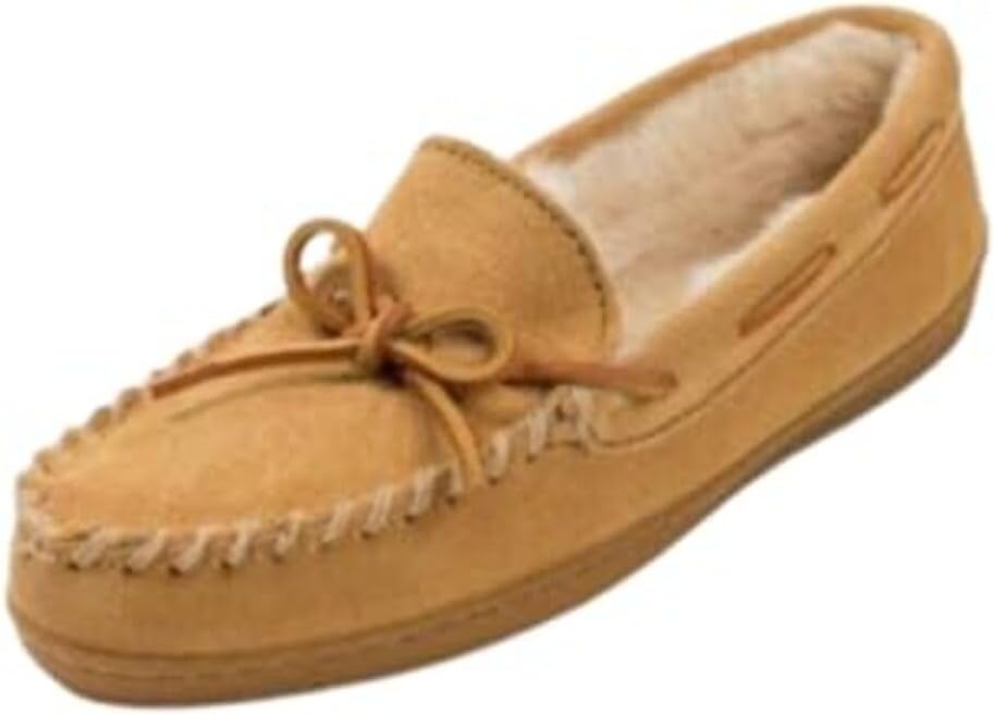 Minnetonka Women's Pile Lined Hardsole Moccasin Slippers