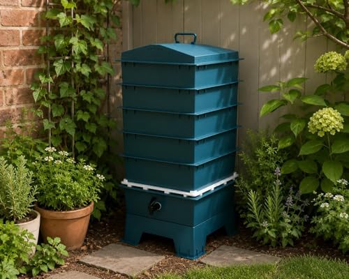 The Original VermiHut® Classic Model 5-Tray Worm Composter Bin – Indoor & Outdoor Vermicomposting System