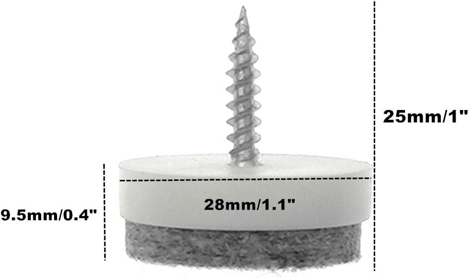 40pcs Screw-on Furniture Felt Pad Chair Glide Slider Hardwood Floor Protector for Wooden Leg Feet of Chair Table Furniture(Φ20mm or 0.8";Brown)