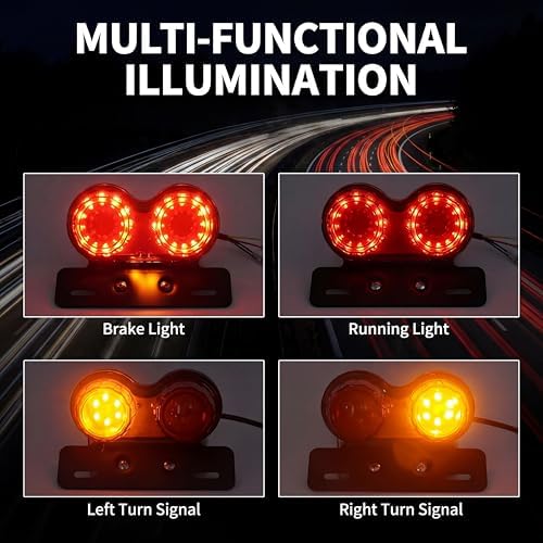 ANKIA 40-LED 40W Motorcycle Tail Light Integrated Running Lamp | Brake&Turn Signal Light with License Plate Bracket for Harly Motorcycle Street Bike Cruiser Chopper (Black)