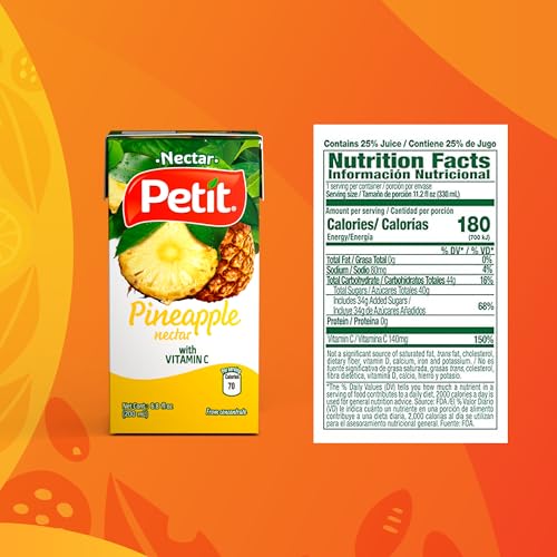 Petit Pineapple Nectar, 200 ml (Pack of 24) – Refreshing Tropical Fruit Juice Beverage