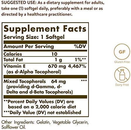 Solgar Vitamin E 670 mg (1000 IU), 100 Mixed Soft Gels - Non GMO | Suitable for Vegetarians, Gluten Free