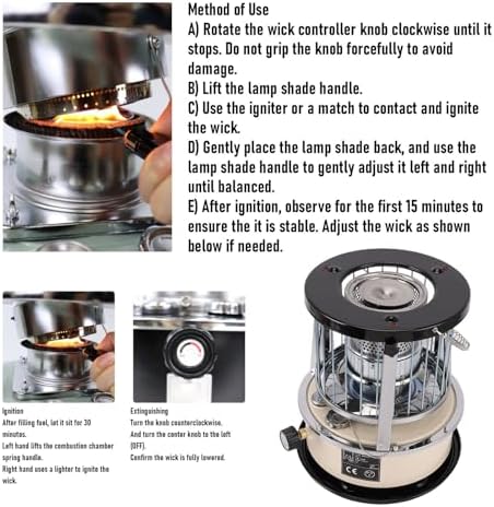 2.6KW Adjustable Height Kerosene Heater, Non-Electric Portable Radiant Heater with 25H Burn Time for Garage Camping