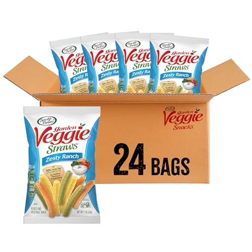 Sensible Portions Garden Veggie Snacks - Veggie Straws, Gluten Free, Snack Size Sea Salt, 1 Oz (Pack of 24)