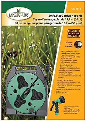YP1121 Flat Hose Reel with Nozzle, 50'