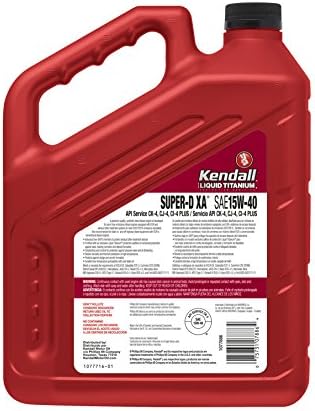 Kendall 1077886 Diesel Engine Oil (Super-D XA Premium Synthetic Blend API CK-4 with Liquid Titanium 15W40-1 Gallon), 128 fl. oz, 1 Pack