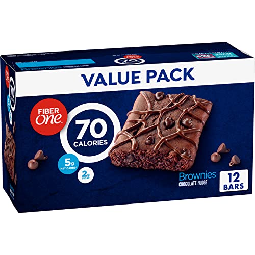 Fiber One 70 Calorie Chocolate Fudge Brownies, Mega Pack, 18 ct, 16 oz | 26% Daily Value of Fiber per Bar, 70 Calories & 2g Sugar, 5g Net Carbs, Bulk Pack for Office or Pantry Stocking