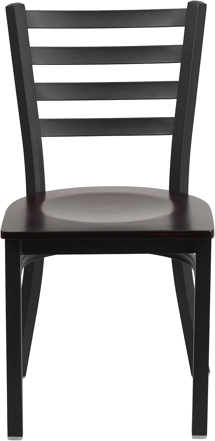 Flash Furniture Hercules Series Commercial Ladder Back Restaurant Chairs, Modern Lightweight Metal Dining Chairs with Padded Seats, Set of 2, Black
