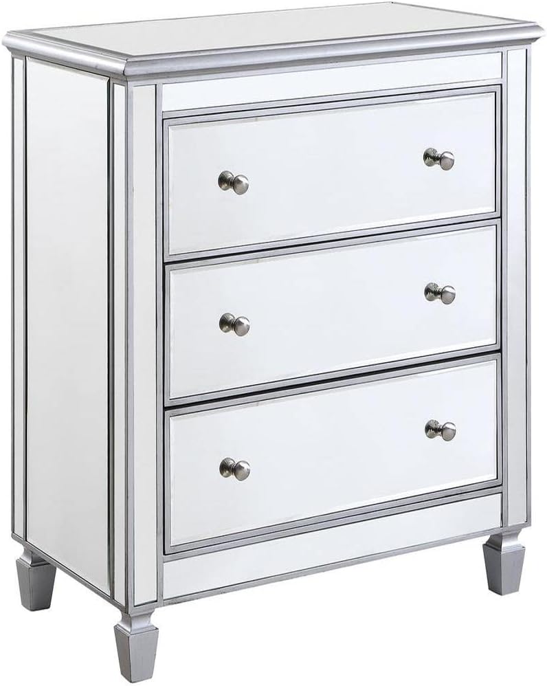 3 Drawer Bedside Cabinet, Silver
