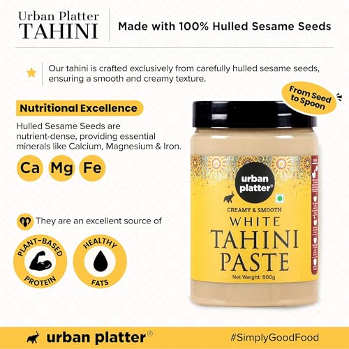Urban Platter White Tahini Paste | 17.64 Oz (500g) | Creamy & Smooth Sesame Seed Paste | Ideal for Hummus, Salad Dressings, Sauce