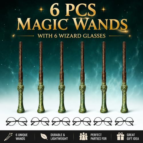 12 Pack Wizard Wands – Plastic Costume Accessories for Magic-Themed Parties, Dress Up, Halloween & Cosplay, Birthday Parties, Party Favors, Goodie Bags, Photo Props