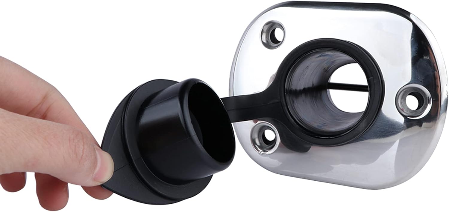 Hoffen 2Pcs Boat Stainless Steel Fishing Rod Holder Flush Mount 15/30/90 Degree with PVC Cap,Inner Tube and Gasket