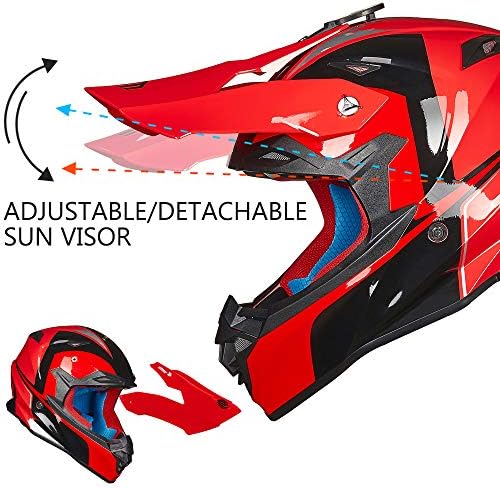 ILM Adult Dirt Bike Helmets ATV Motocross Dirtbike Helmet with Super Soft Liner Camera Mount for Men Women Motorcycle Dual Sport DOT Model-216 (Red