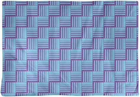 Dana Strider Color Contrast Basketweave Stripes Table Placemat, 18 x 14, Purple & Teal