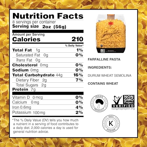 Garofalo - Premium Durum Wheat Semolina Farfalline Pasta, Italian Made, Bronze-Drawn, Al-Dente, One-Ingredient Pasta (2 pack)