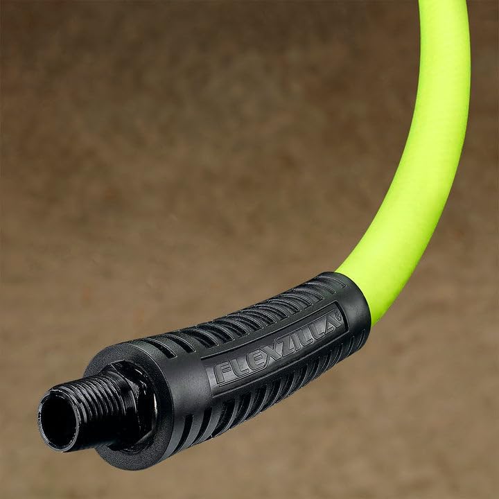 Flexzilla Air Hose, 3/8 in. x 50 ft., 3/8 in. MNPT Fittings, Heavy Duty, Lightweight, Hybrid, ZillaGreen - HFZ3850YW3