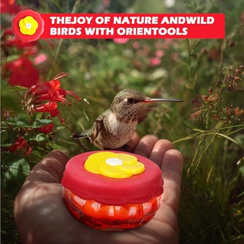 ORIENTOOLS 2Pcs Mini Handheld Hummingbird Feeders, Suction Cup Window Glass | 2 hummingbird feeders