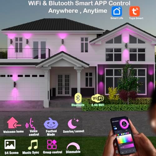 rosykite Outdoor Wall Lights 4 Pack, Dusk to Dawn Sensor Cylinder Sconce