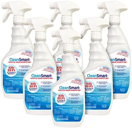 CleanSmart Hospital Disinfectant, Hypochlorous Acid, 23 oz (6 pack) | Kills 99.9% of Viruses and Bacteria, EPA Registered