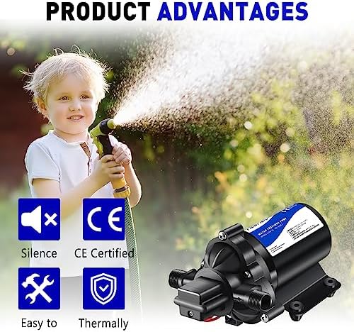 Water Pressure Booster Diaphragm Pump 110V AC for House, 45PSI 4GPM Fresh Water Transfer Pump with Plug