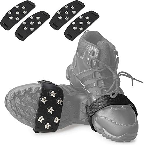 FANBX F Crampon Traction Cleats Anti-Skid Traction Grips Crampons Spikes 7 Point Cleats for Footwear for Walking, Jogging, Hiking, Mountaineering Ice Snow Grips