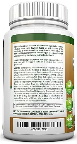 NutriONN Psyllium Husk Capsules - 1450mg - 240 Capsules - Made in USA - Double Strength - Premium Psyllium Fiber Supplement - Great for Digestion