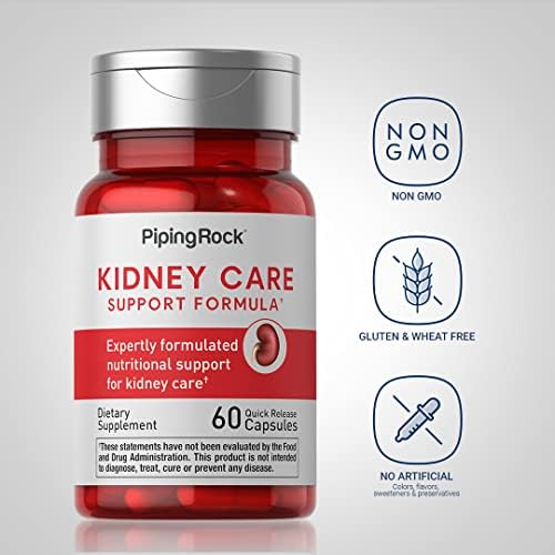 Piping Rock Kidney Support Supplement | 60 Capsules | Care & Restore Formula | For Men and Women | Non-GMO, Gluten Free