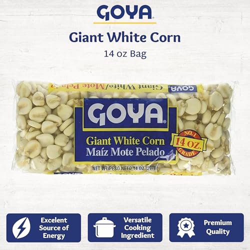 Goya Giant White Corn, Whole White Hominy, Maíz Mote Pelado, Hominy, 14oz | Whole White Hominy, Mexican Corn, Dried White Corn Kernels