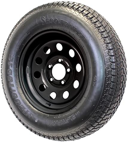 eCustomrim Trailer Tire Rim Assembly ST205/75D15 Black Load Range C 5 Lug | 5 Bolt On 4.5 Inch Center, 6 Ply 15 Inch Tire