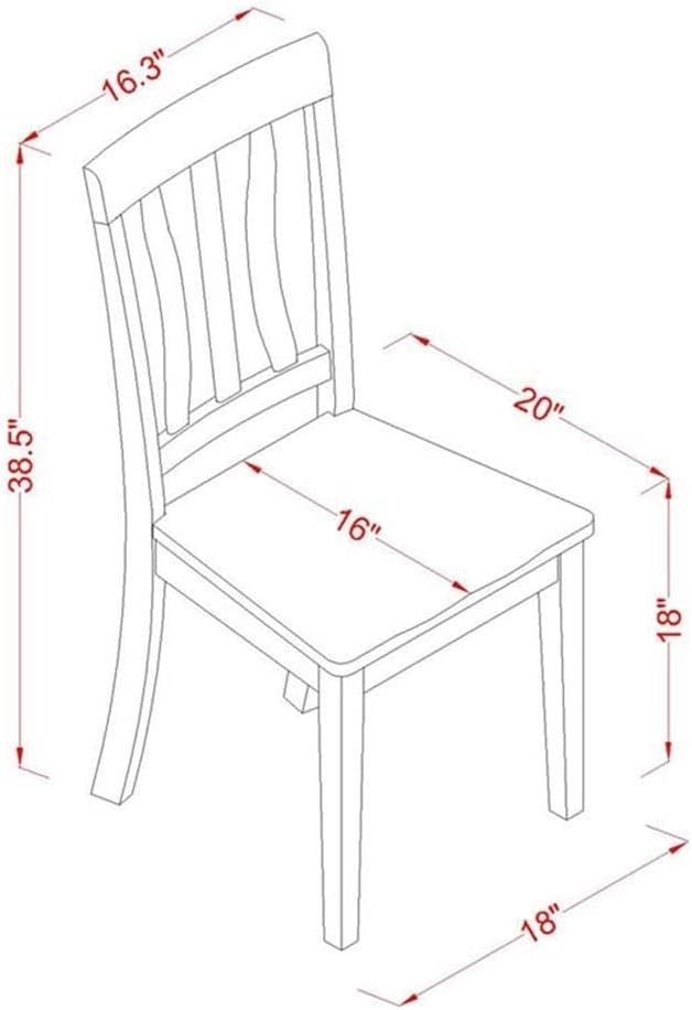 East West Furniture ANC-WHI-W Antique Dining Room Chairs - Slat Back Solid Wood Seat Chairs, Set of 2, Buttermilk & Cherry