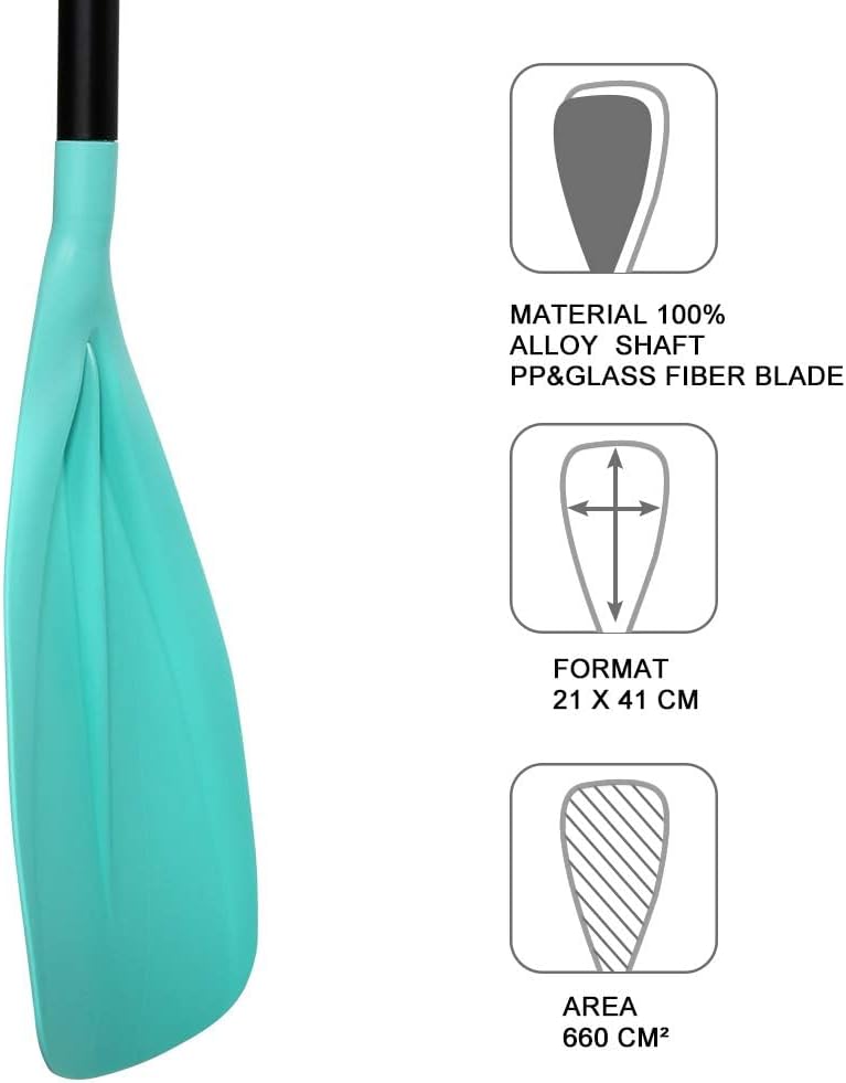 Karltion SUP Paddle - 3-Piece Adjustable Aluminium SUP Paddle with Glass Fiber Blade for Surfing, Floating, Water Sports