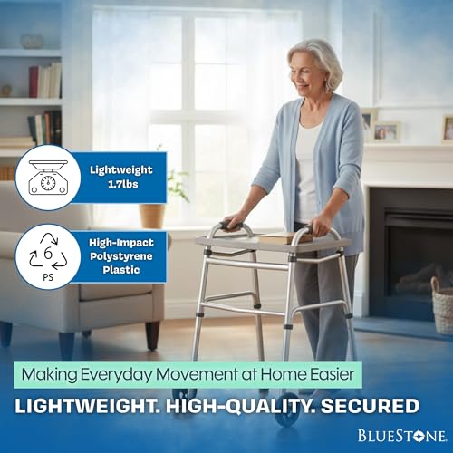 Bluestone Walker Tray- Upright with Holders-Universal Table Fits Most Standard Folding Walkers-Home Mobility Medical Equipment Accessories