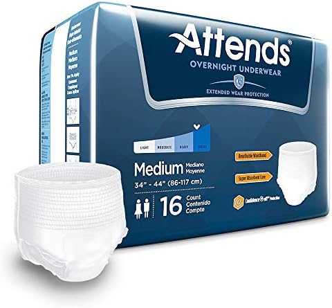 Attends Overnight Underwear for Adult Incontinence Care with ConfidenceCuff™ Protection, Overnight Absorbency, Unisex, X-Large, 12 Count (x4) | Unisex