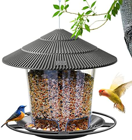 Hanizi Bird Feeder Outdoor Hanging for Wild Bird Seed, Brown