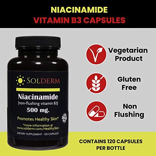 Niacinamide Non-Flushing Vitamin B3 Supplement | Vegetarian and Gluten-Free Vitamin Niacinamide Tablets with Vegetable Cellulose Casings | Promotes
