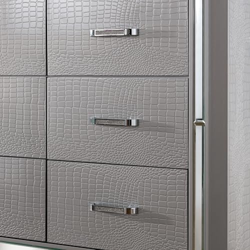 24/7 Shop at Home Riah Contemporary 9-Drawer 2-Piece Dresser and Mirror Set, Silver