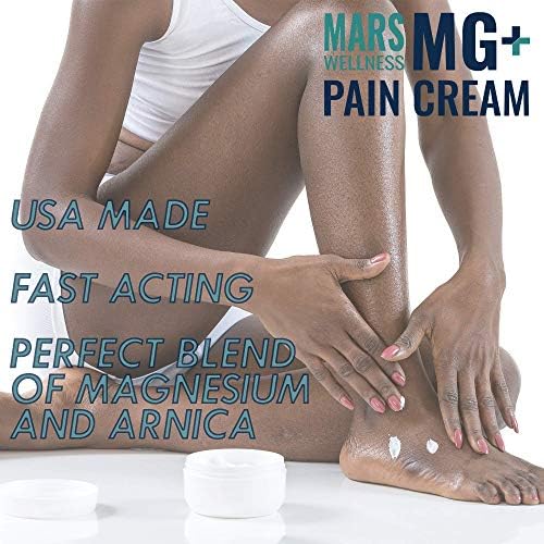 Mars Wellness MG+ Magnesium Cream Pain Relief - Extra Strength Magnesium and Arnica Cream - 4 OZ Tub - Neuropathy, Muscle Pain